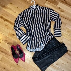 YiRenZui blouse oversized button down top size medium